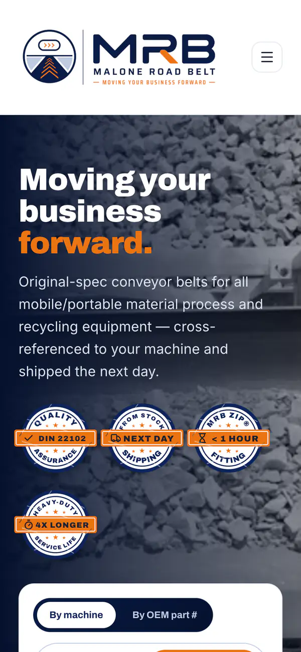 The Malone Road Belt home page on a phone